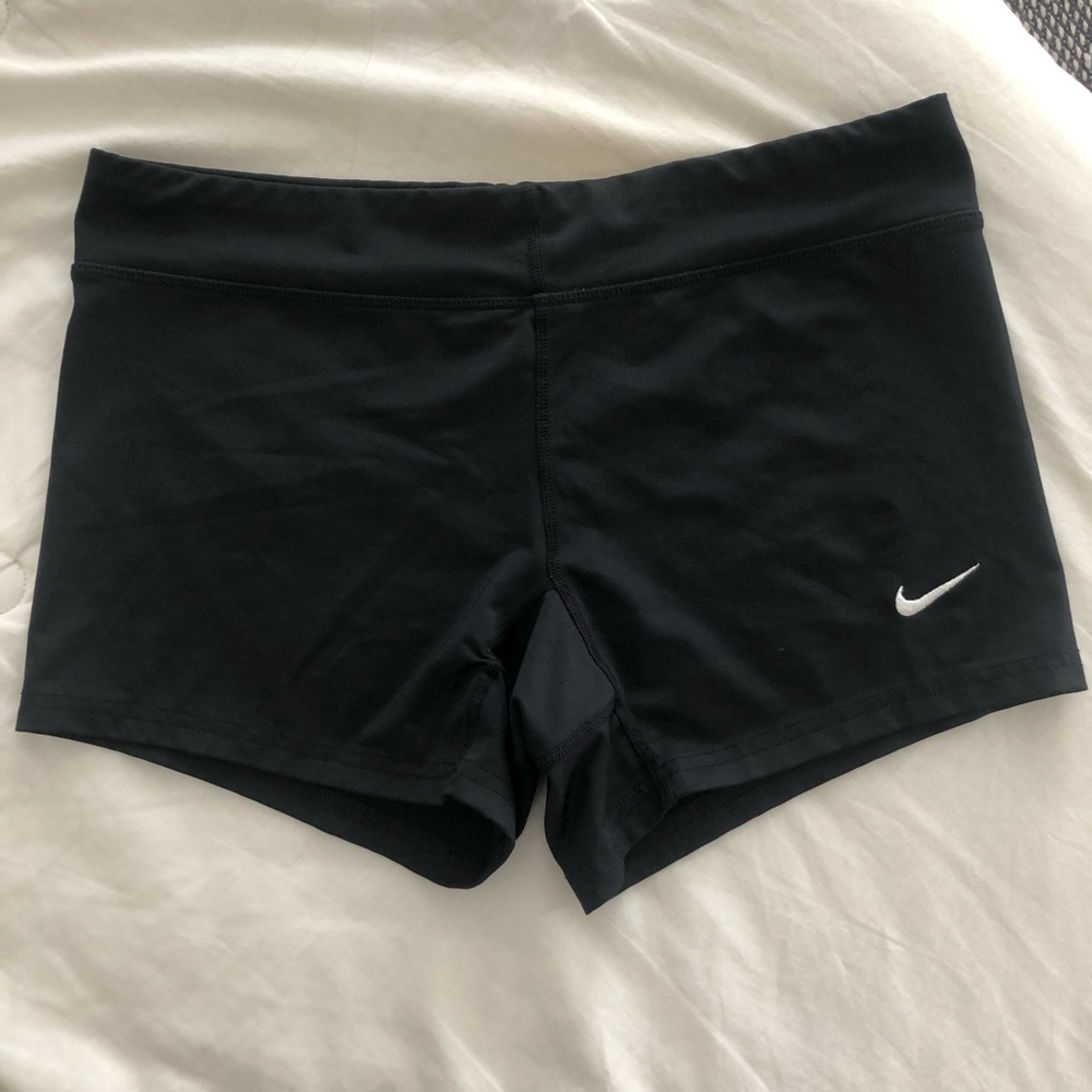 Nike Black Athletic Shorts with White Swoosh